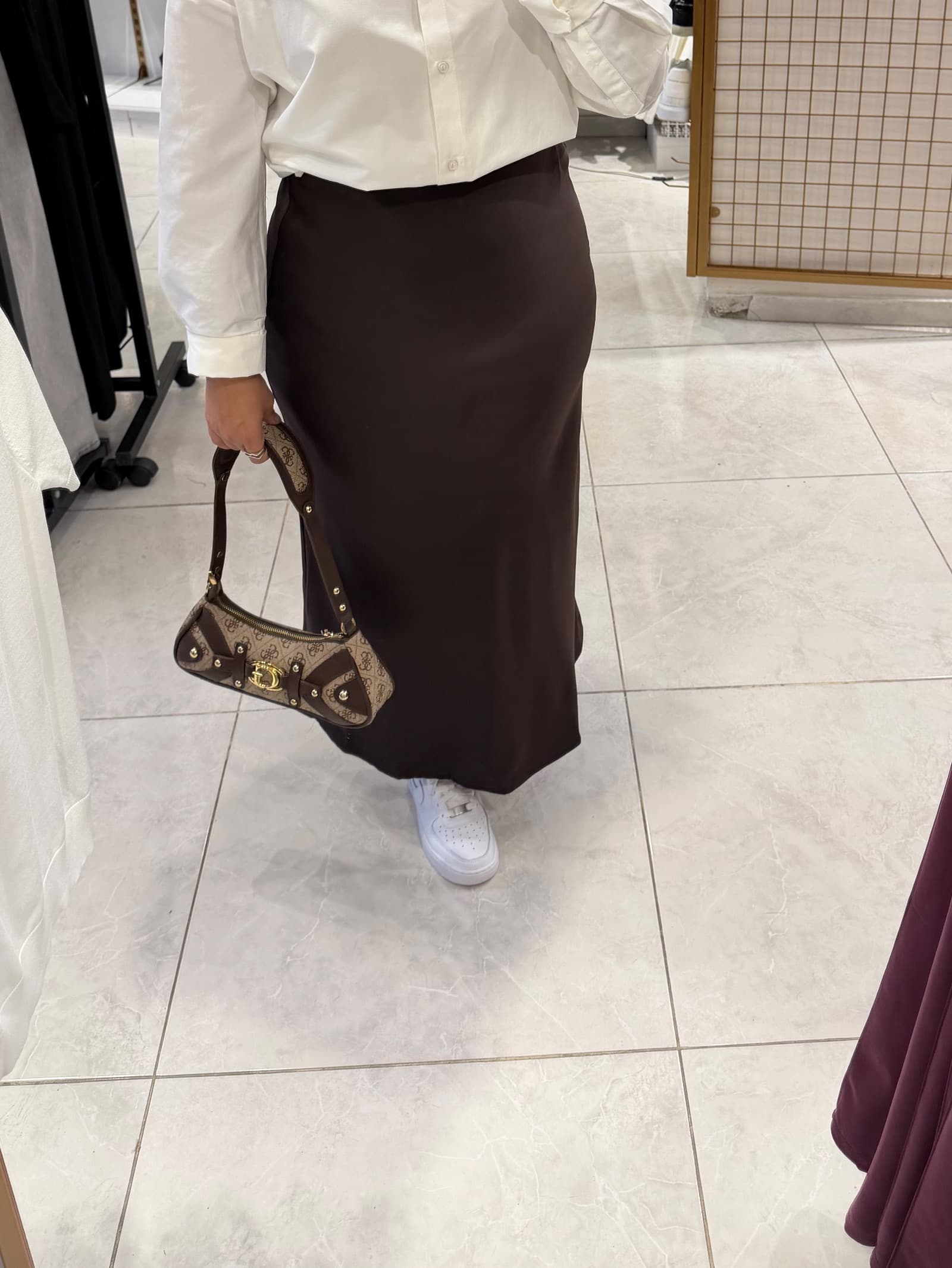 KAHVERENGİ SATEN ETEK