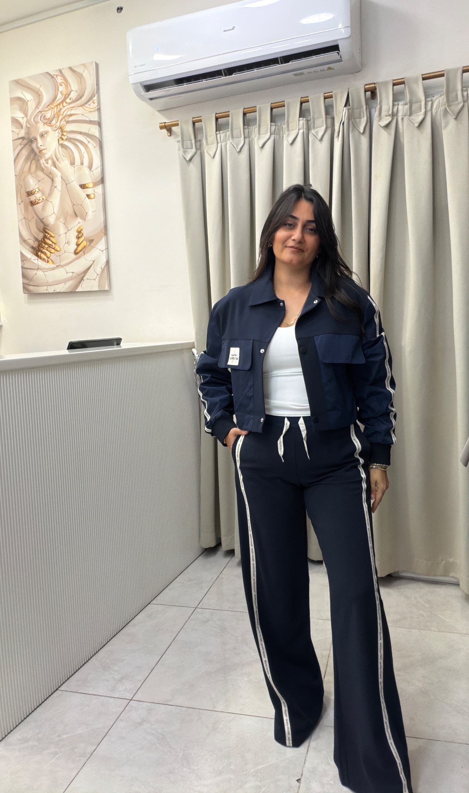 CROP CEKET BOL PAÇA PANTOLON LACİVERT EŞOFMAN TAKIMI