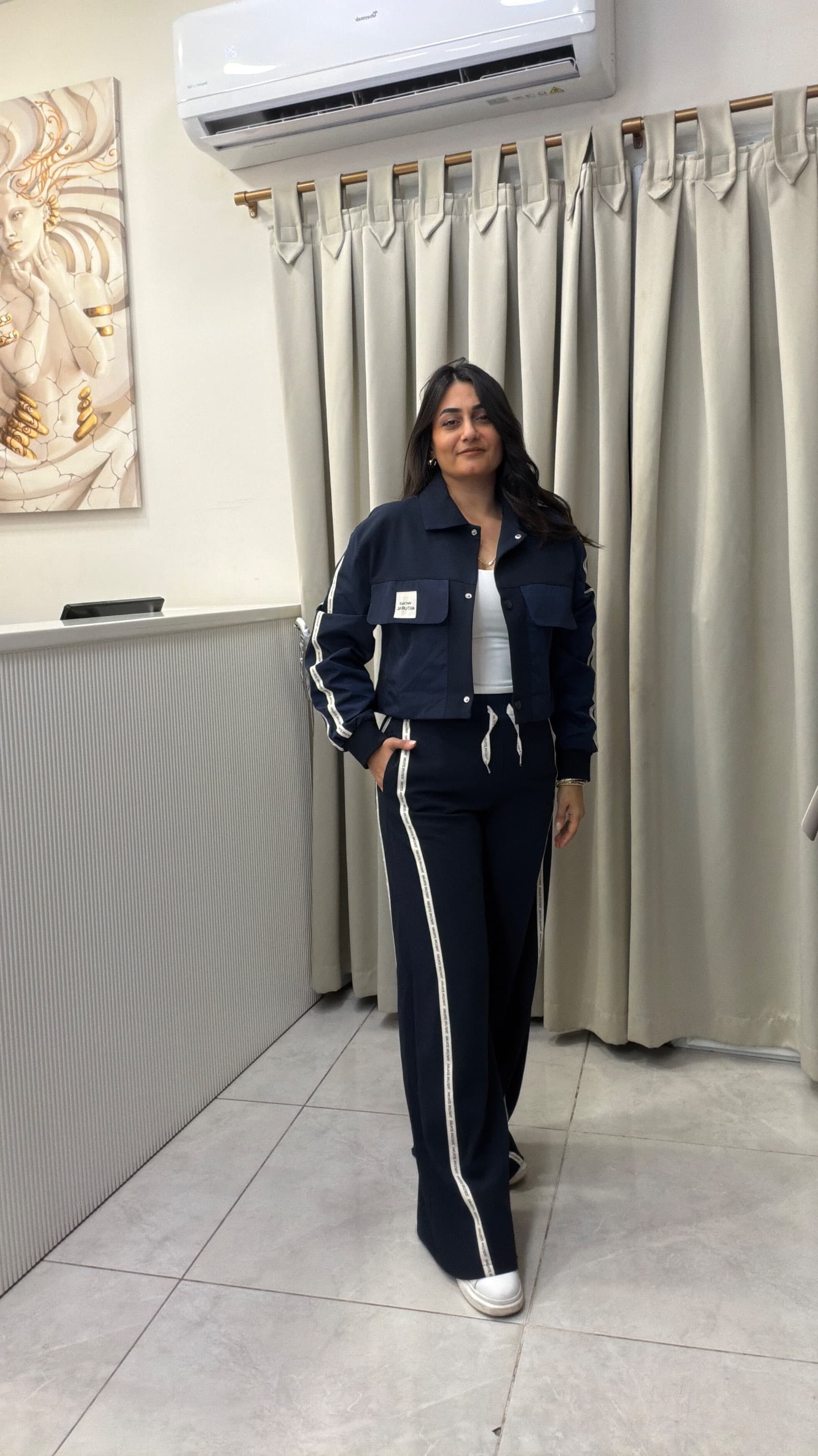 CROP CEKET BOL PAÇA PANTOLON LACİVERT EŞOFMAN TAKIMI