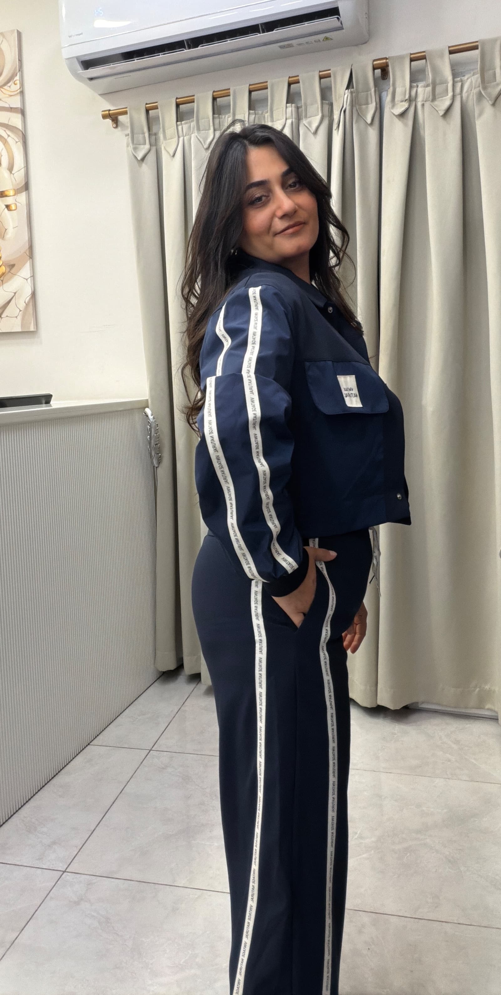 CROP CEKET BOL PAÇA PANTOLON LACİVERT EŞOFMAN TAKIMI