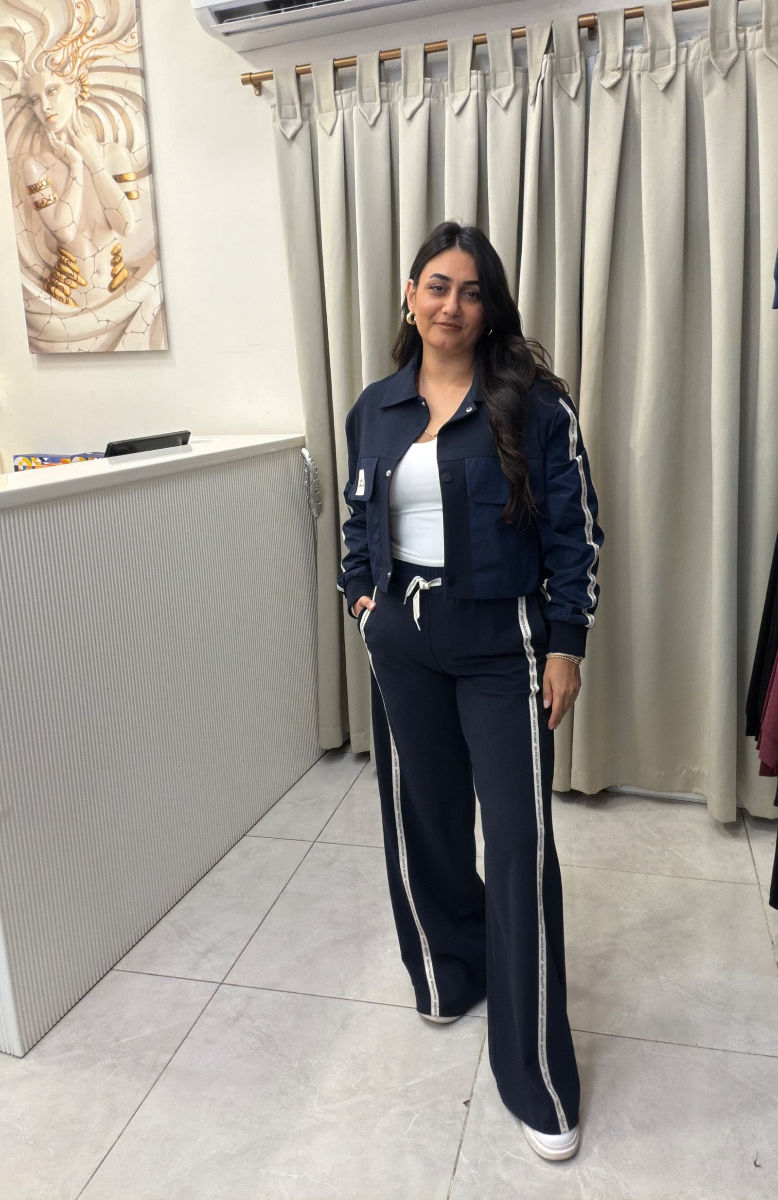 CROP CEKET BOL PAÇA PANTOLON LACİVERT EŞOFMAN TAKIMI