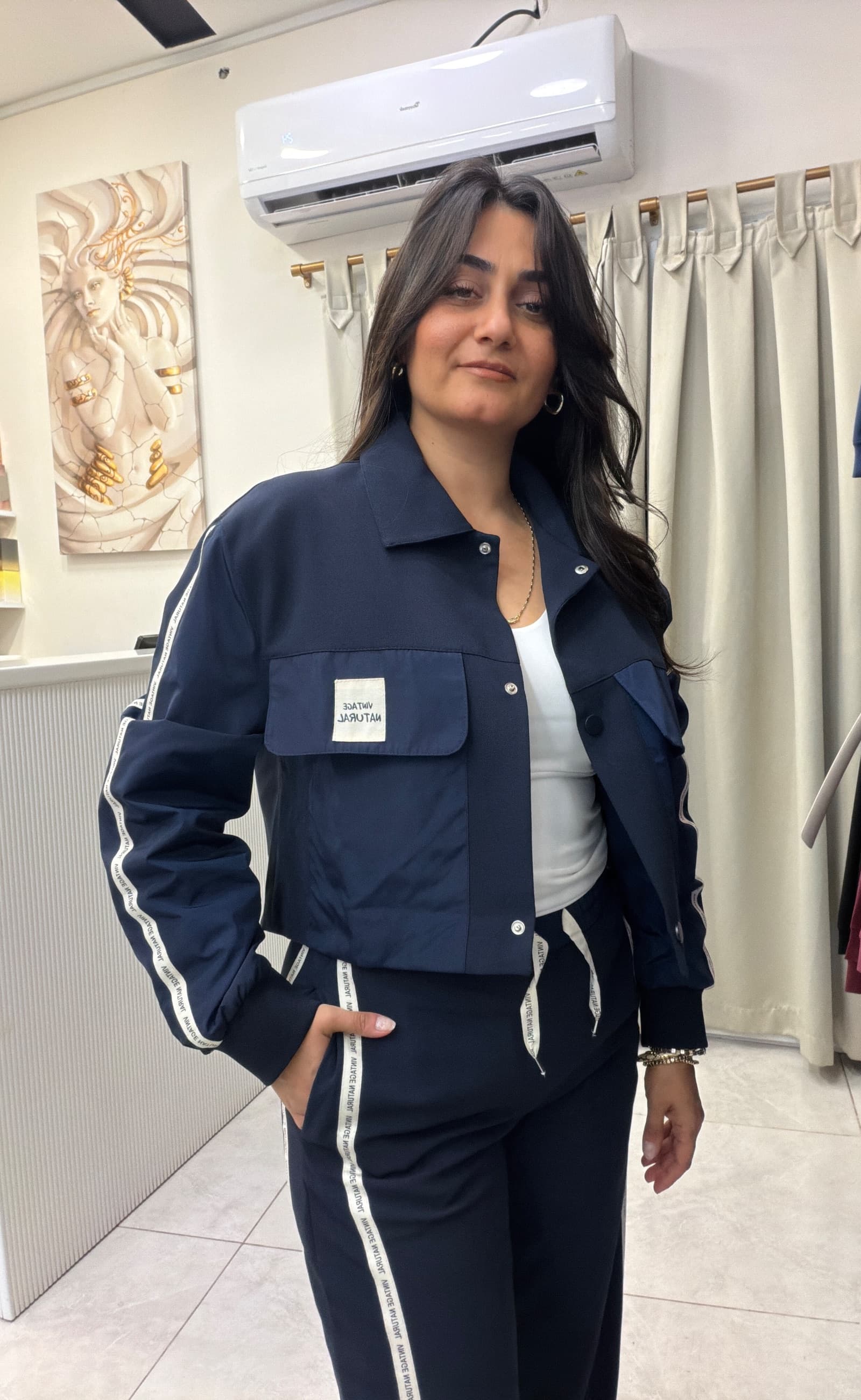 CROP CEKET BOL PAÇA PANTOLON LACİVERT EŞOFMAN TAKIMI